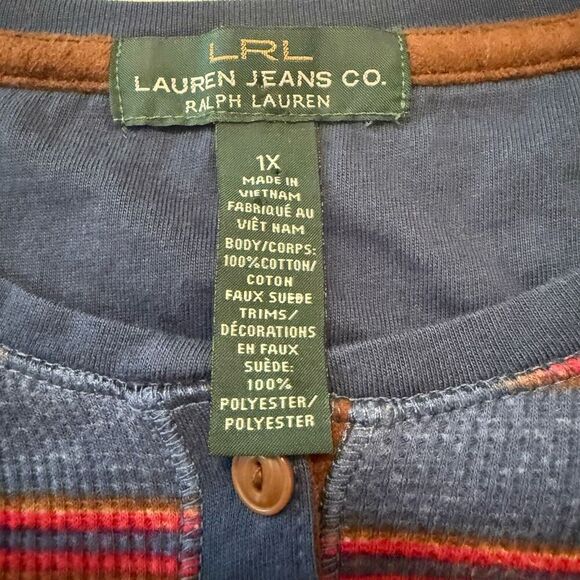 LRL Lauren Jeans Co. Vtg Southwest Dropped Waist Waffle Knit Dress Sz 1X - Picture 5 of 11